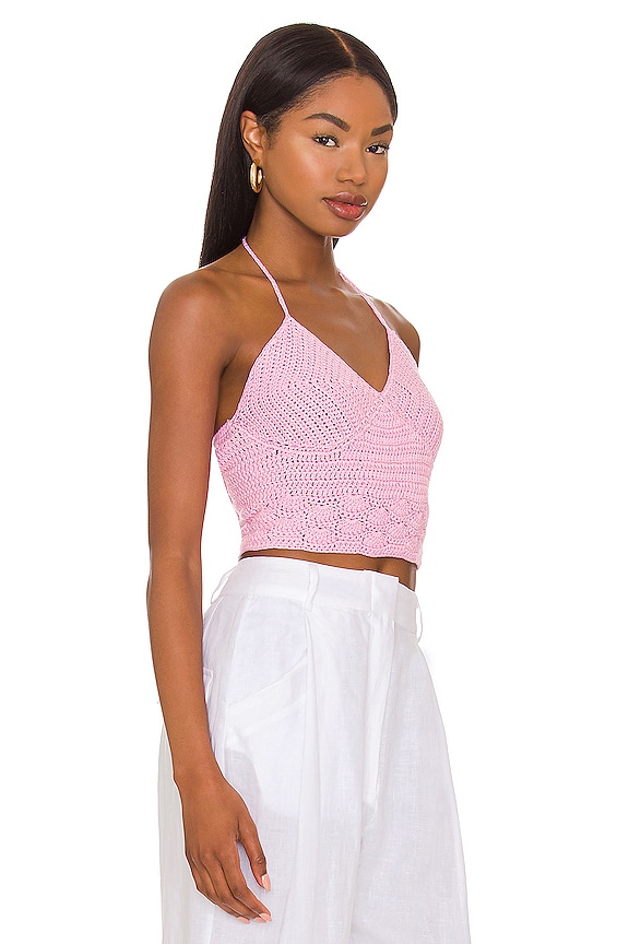 view 2 of 4 Top halter de crochet Elise in Pink