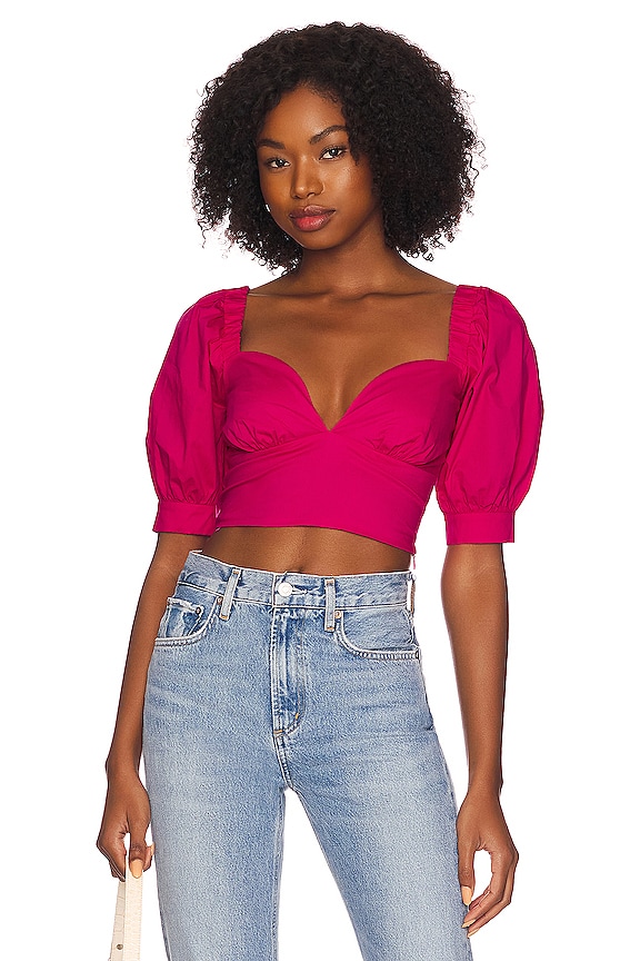 view 1 of 4 Colette Puff Sleeve Top in Hot Pink