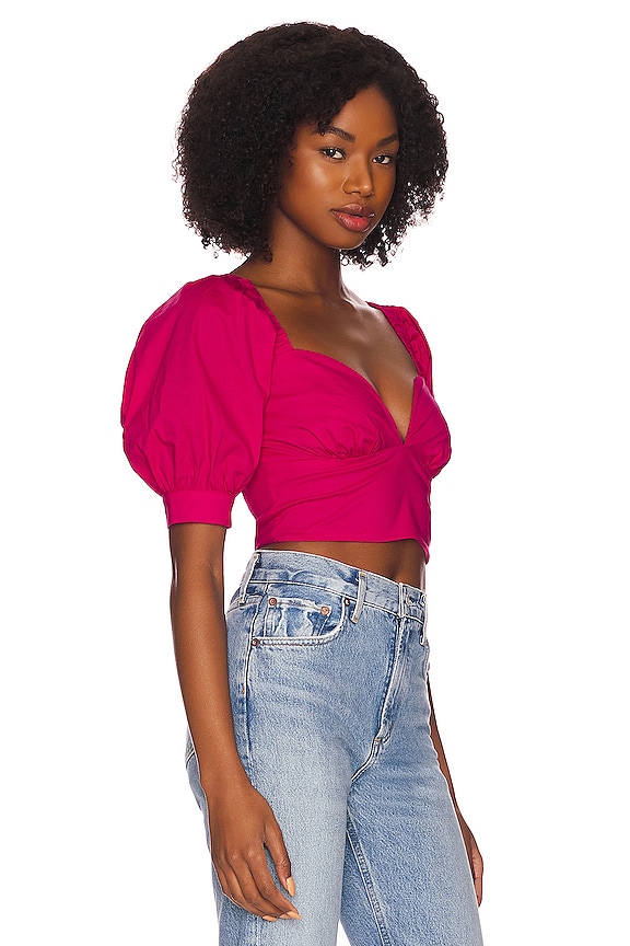 view 2 of 4 Colette Puff Sleeve Top in Hot Pink