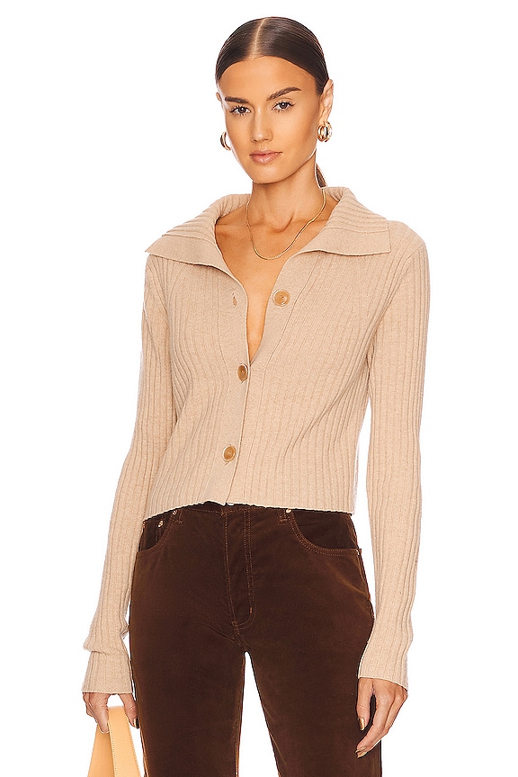 view 1 of 4 Collar Cropped Cardigan in Beige
