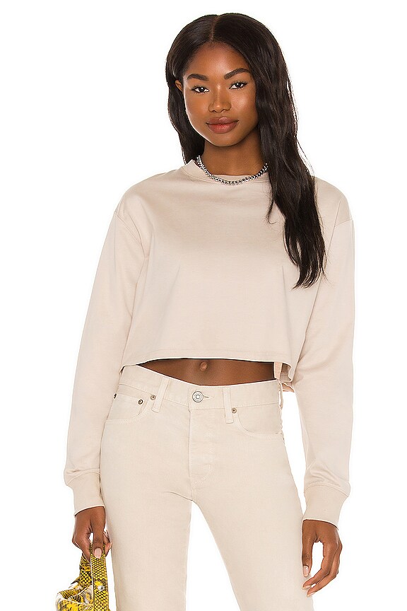 view 1 of 4 Studiowear Cropped Long Sleeve Top in Beige