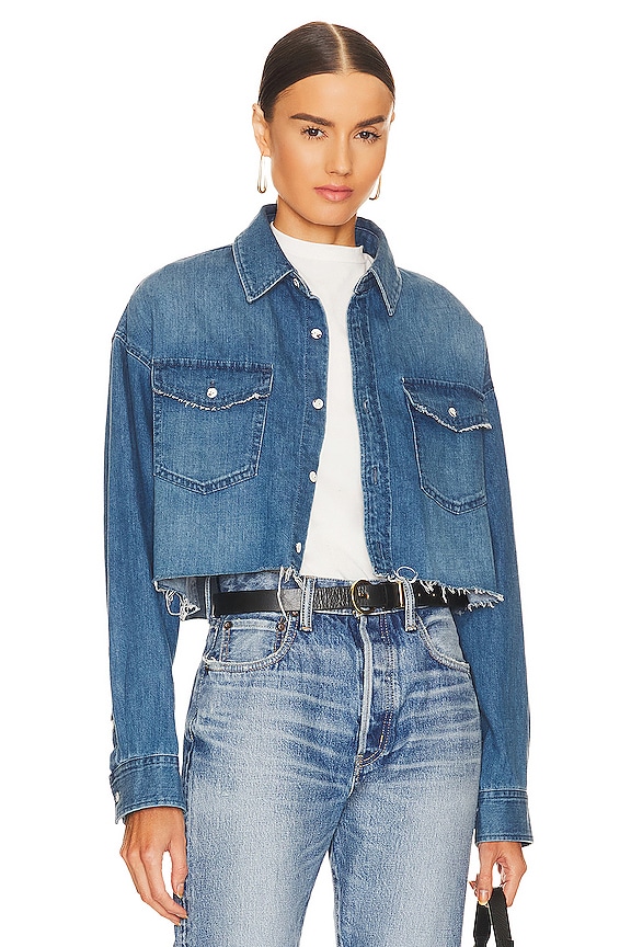 view 1 of 4 Medina Cropped Shirt in Light Blue