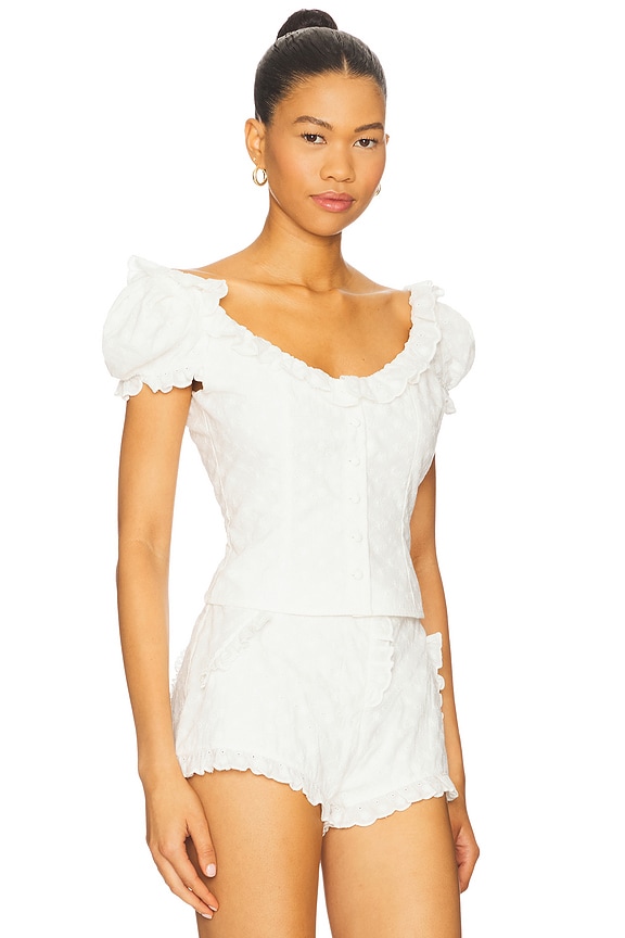 view 2 of 4 TOP À ŒILLETS LOVE LETTER in Ivory