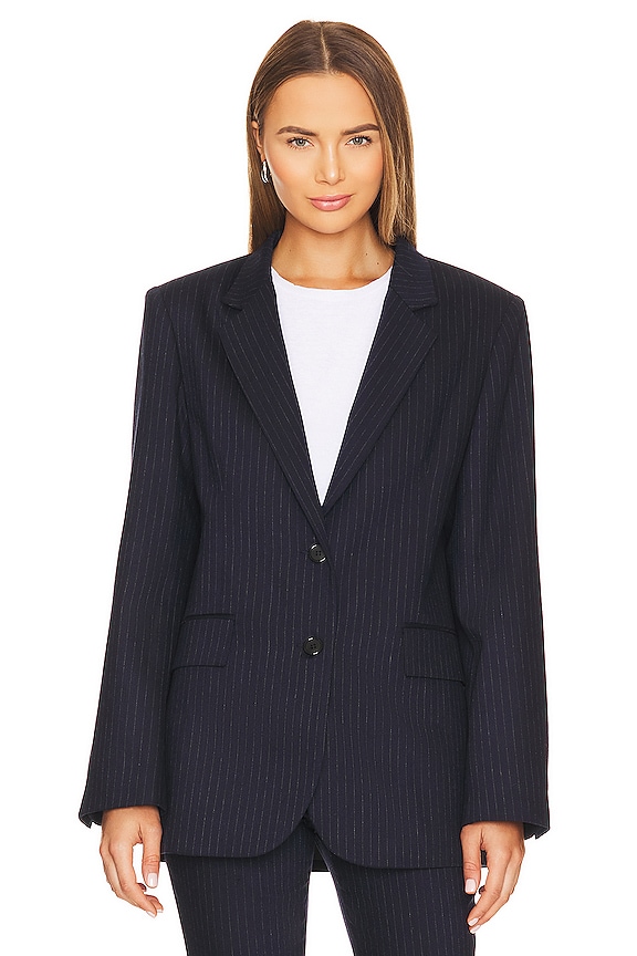 view 2 of 6 Carolyn Jacket in Navy Blue Pinstripe