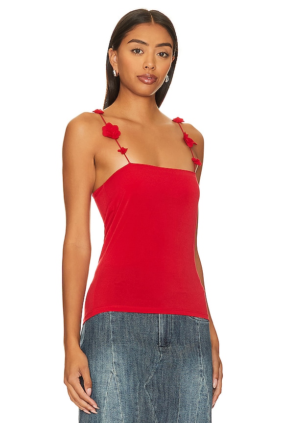 view 2 of 4 Nuovo Top With Flower Straps in Red