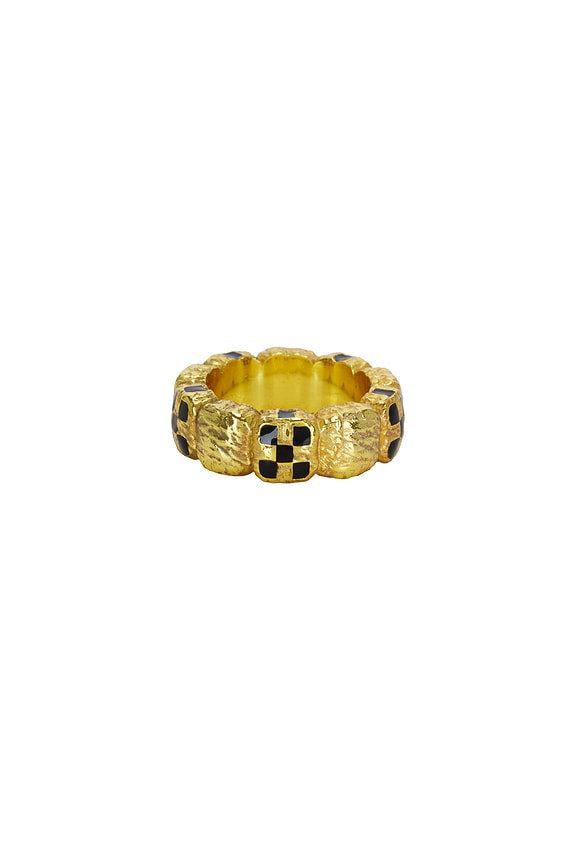 view 2 of 2 Davie Ring in 14k Gold Plated & Black Resin