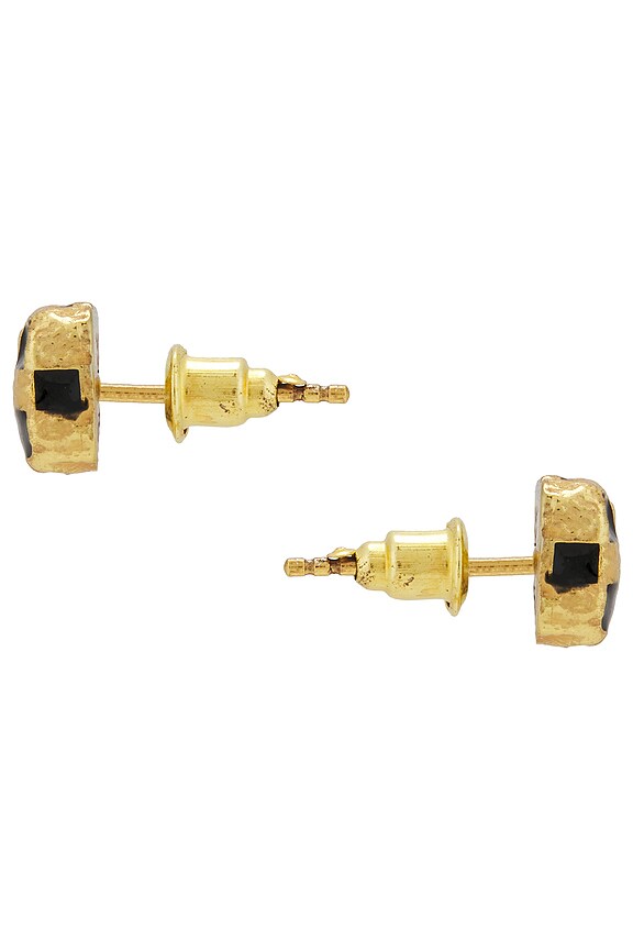 view 2 of 2 CLOUS D'OREILLES DAVIE in 14k Gold Plated & Black Resin