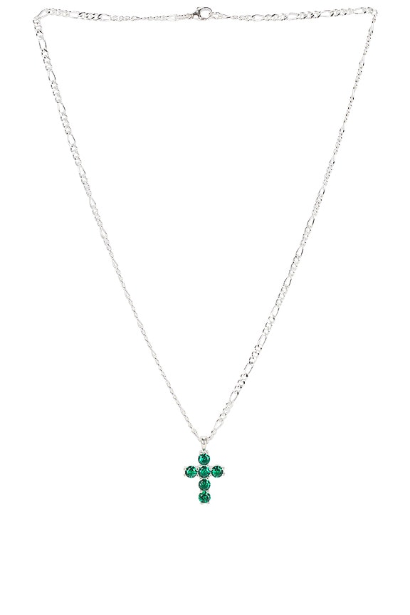view 1 of 3 Cross Chain in Silver & Emerald