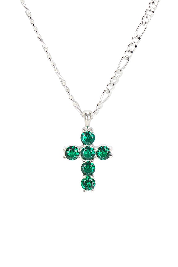 view 2 of 3 Cross Chain in Silver & Emerald