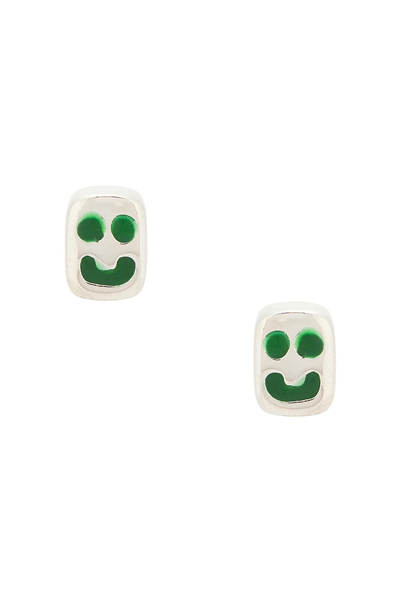 view 1 of 2 Smiley Earrings in Silver 925 & Green Enamel