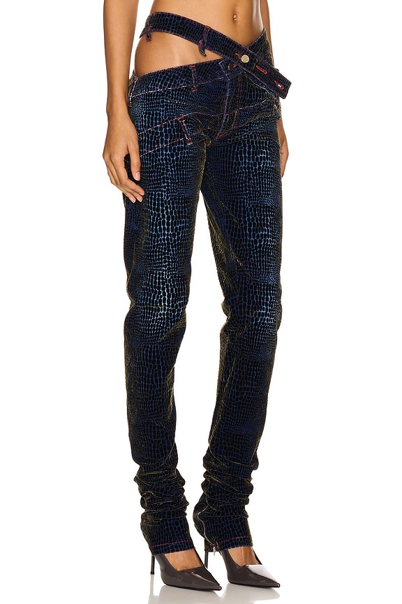 view 2 of 6 Skinny Bias Cut in Blue Alligator