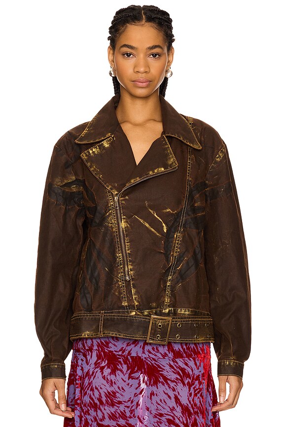 view 2 of 5 Double Rider Oversized Jacket in Bronzed Espresso