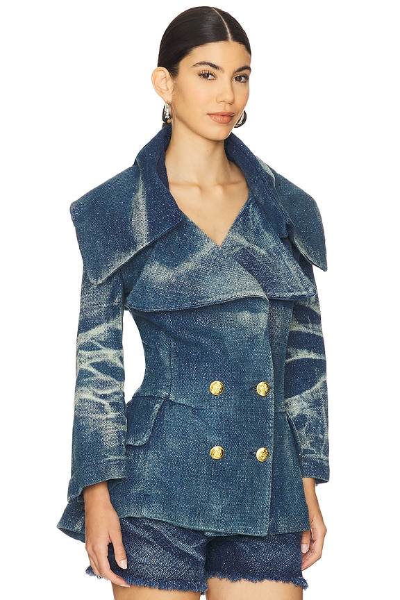 view 2 of 5 Oversized Collar Blazer in Sparkly Blue