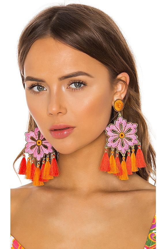 view 1 of 3 Hibiscus Rosa Earrings in Pink