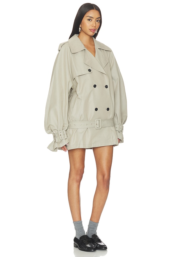 view 2 of 3 Belted Short Trench Coat in Khaki