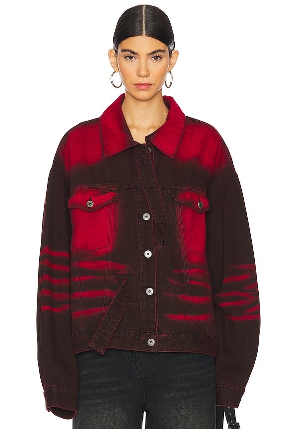 view 2 of 5 Wrapped Denim Jacket in Red & Black