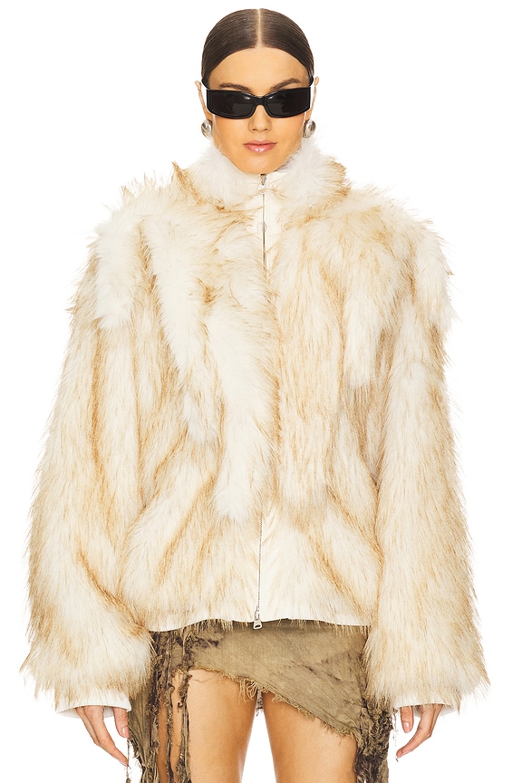 view 2 of 5 Faux Hair Shearling Jacket in Beige