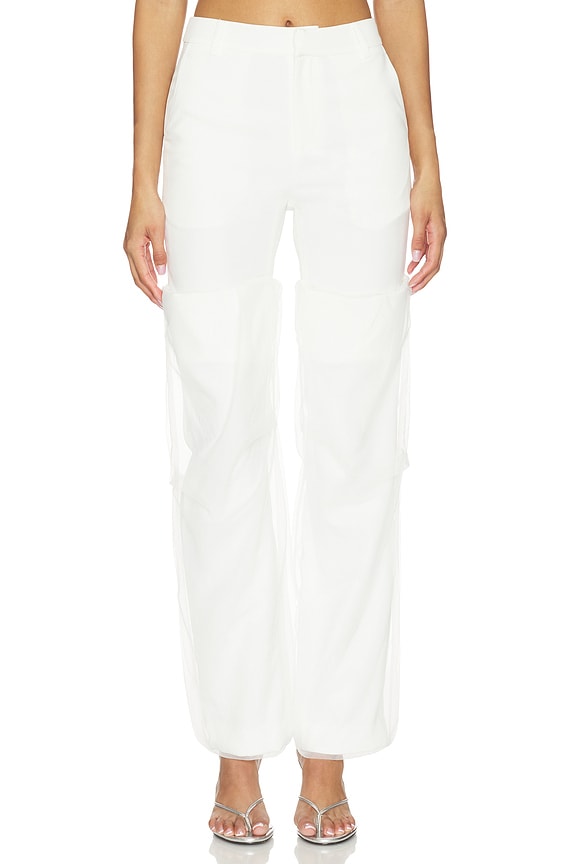 view 1 of 6 Mesh Panel Long Pant in White