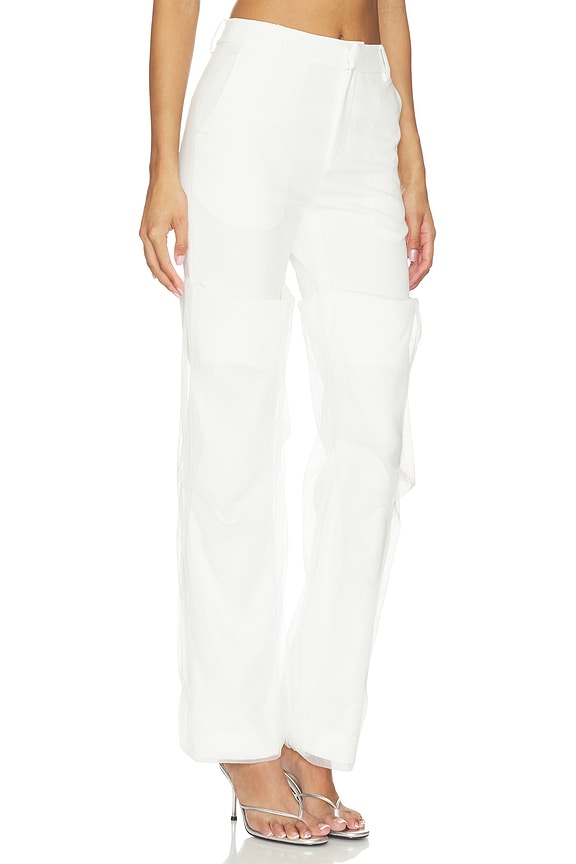 view 2 of 6 Mesh Panel Long Pant in White