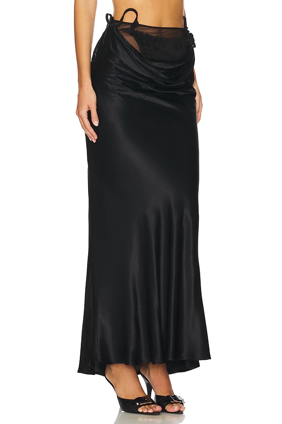 view 2 of 6 Vine Flowers Long Skirt in Black