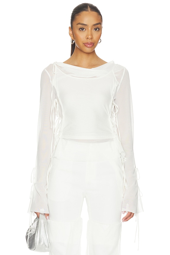 view 1 of 4 Patchwork Chiffon Top in White