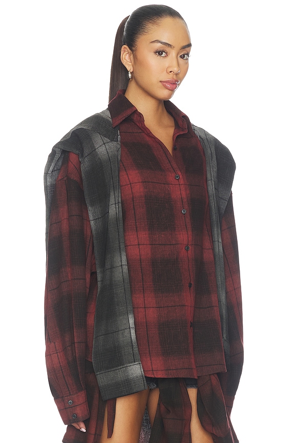 view 2 of 5 Messy Two-piece Plaid Shirt in Red Plaid