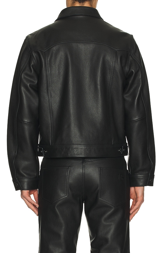 view 2 of 4 Leather Trucker Jacket in Black