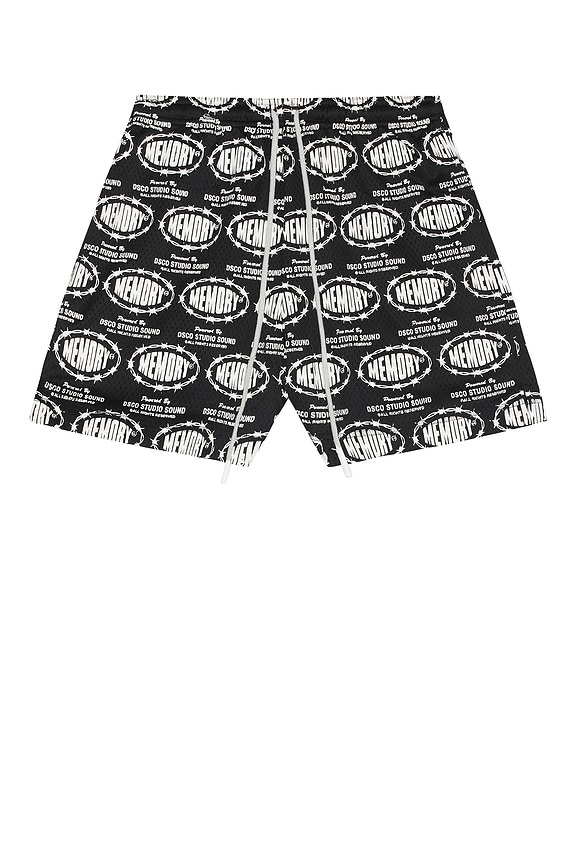 view 1 of 4 Barbwire Print Mesh Shorts in Black