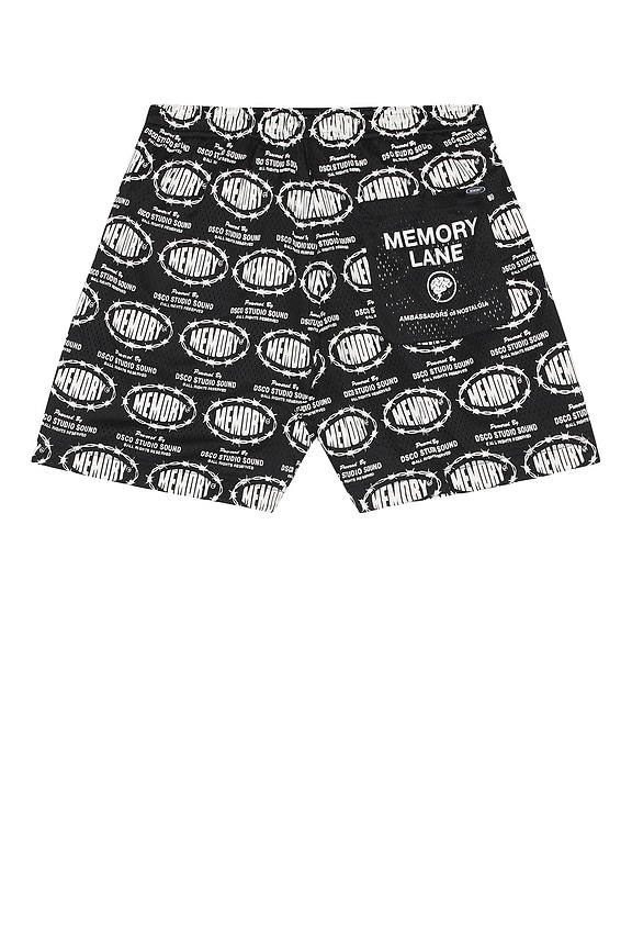view 2 of 4 Barbwire Print Mesh Shorts in Black