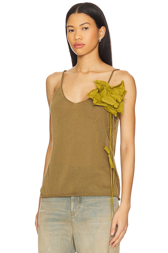 view 2 of 4 Thin Knit Spaghetti Strap Top in Khaki