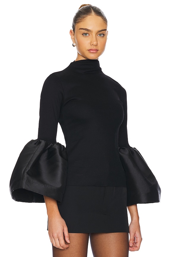 view 2 of 4 TURTLENECK PUFF SLEEVE 탑 in Black