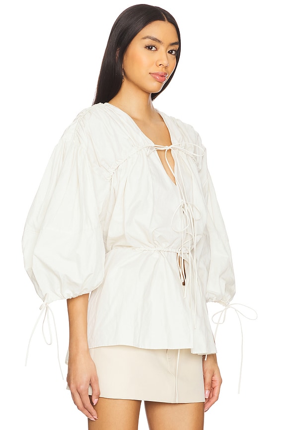 view 2 of 4 Wrinkled Laces Ruched Blouse in White