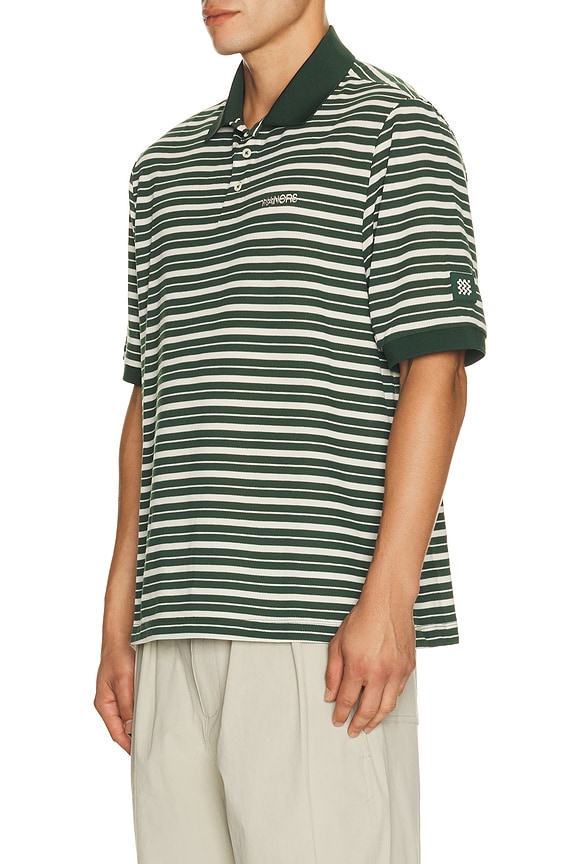 view 2 of 6 GOAT Pique Stripe Polo in Pine Green