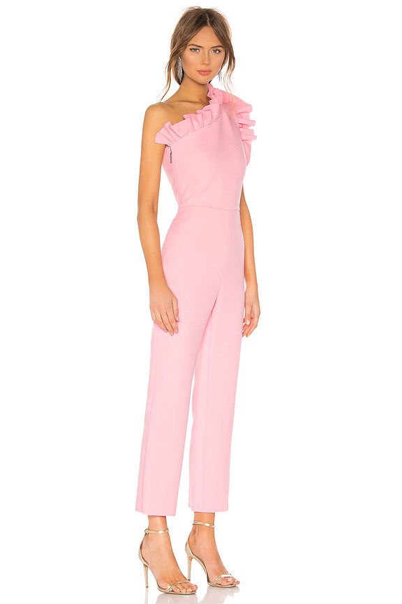 view 2 of 3 Ruffle One Shoulder Jumpsuit in Pink