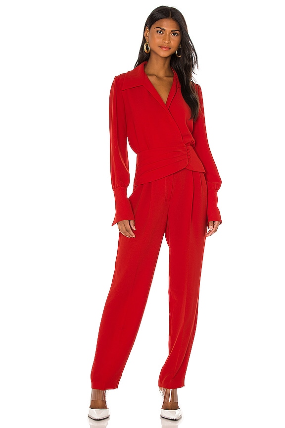 view 1 of 3 Long Sleeve Jumpsuit in Red