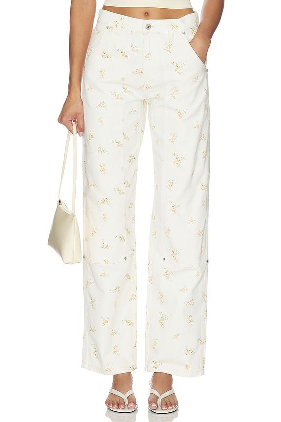 view 1 of 6 Printed Straight Leg in Off White