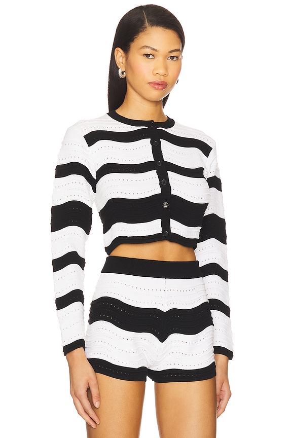 view 2 of 4 Knit Cardigan in Black & White