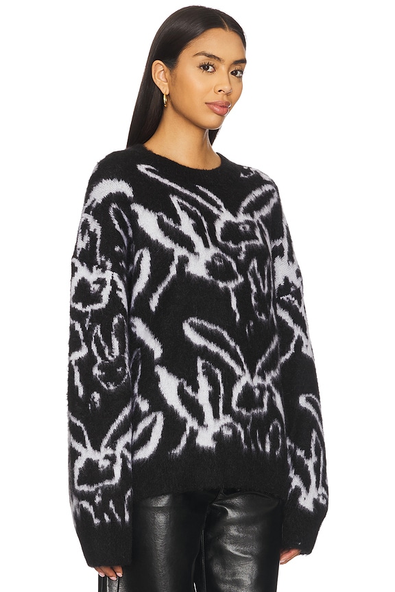 view 2 of 4 Sketched Bunnies Sweater in Black & White