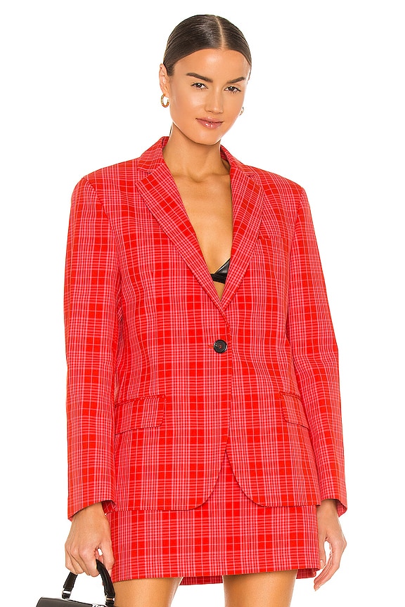 view 2 of 5 Plaid Blazer in Red & Pink