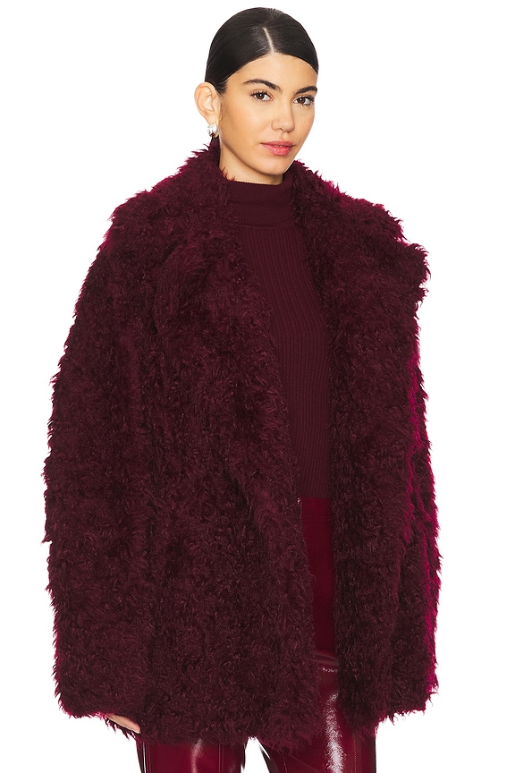 view 2 of 4 Faux Fur Jacket in Bordeaux