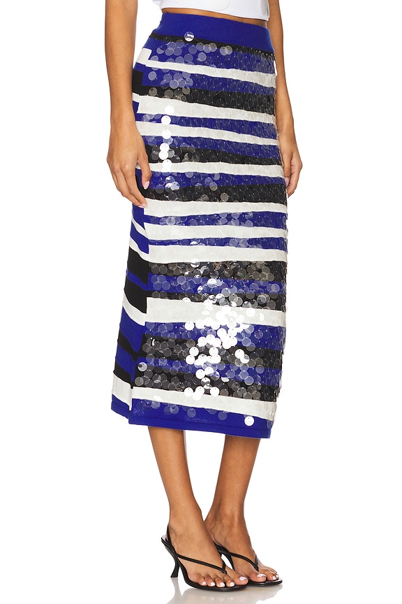 view 2 of 6 Sequin Knit Skirt in Blue & White