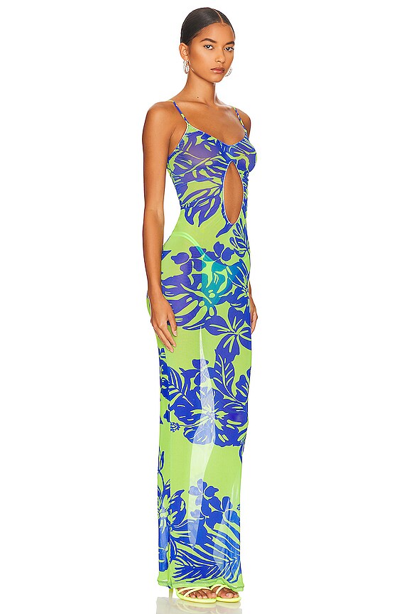 view 2 of 3 Mesh Maxi Dress in Green & Blue