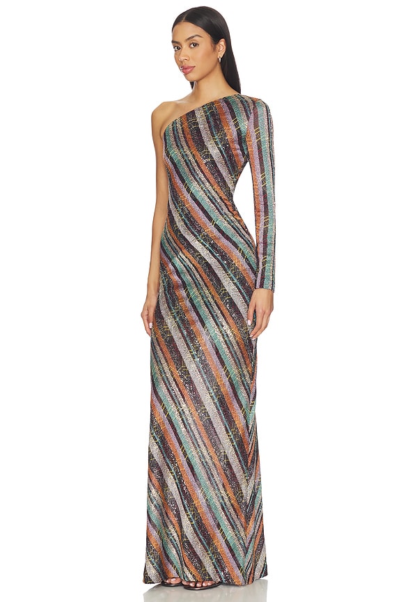 view 2 of 4 Long Dress in Dark Multicolor Tones