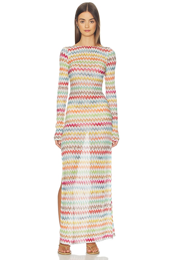 view 2 of 5 VESTIDO LARGO PARA CUBRIR LONG COVER UP DRESS in Multicolor With White Base