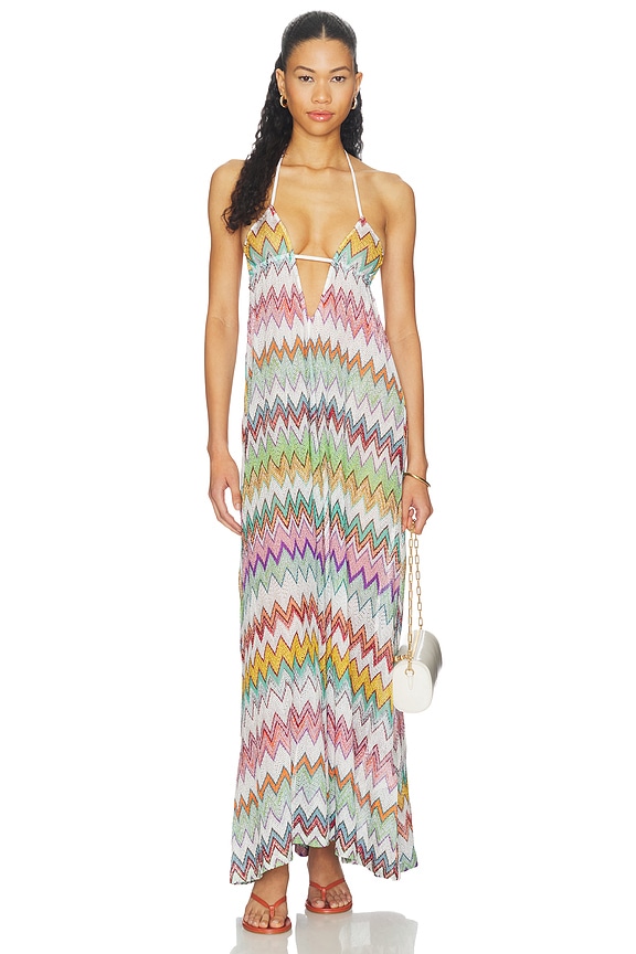 view 1 of 4 VESTIDO LARGO PARA CUBRIR LONG COVER UP DRESS in Multicolor With White Base