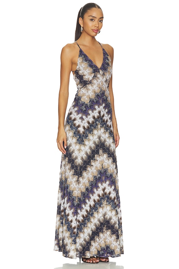 view 2 of 4 MAXIVESTIDO in Multi Blue & White