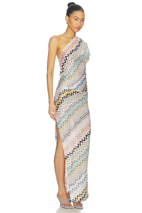 view 2 of 5 ROBE MAXI in Multi Beige On Light Base