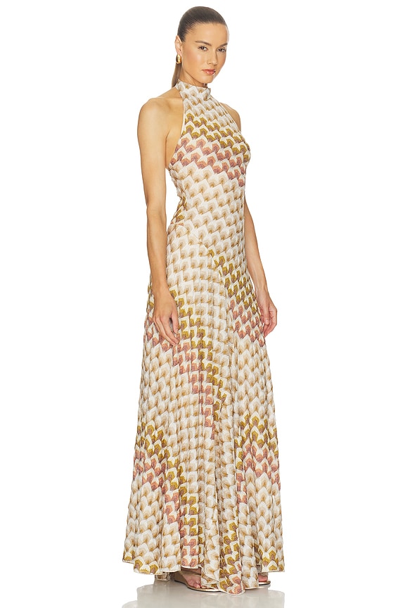 view 2 of 4 Long Dress in Gold And Beige On White Base