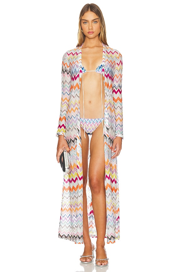 view 2 of 5 Long Cover Up in Muliticolor With White Base