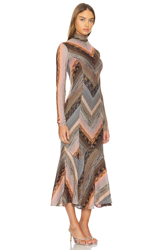 view 2 of 4 Midi Dress in Multicolor Space-dyed With Brown Base